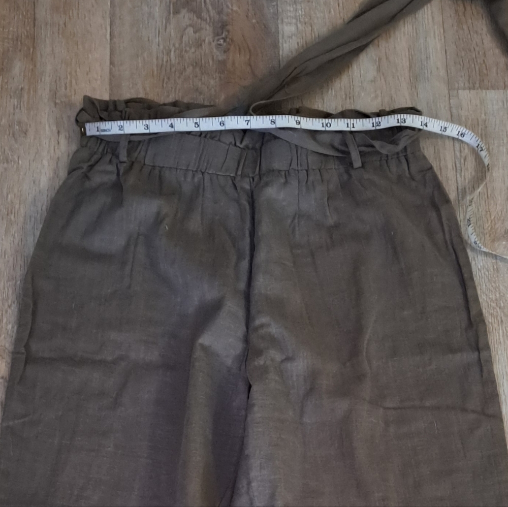 SHEIN Paperbag Waist Trousers Olive Green Brown Size 6 NWOT - Picture 6 of 12
